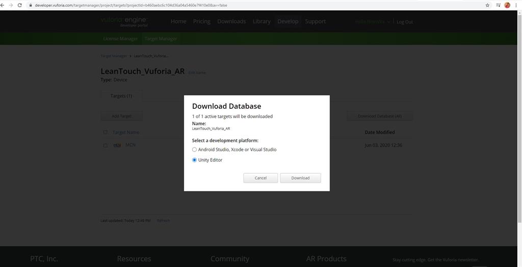 Leantouch_Vuforia_AR In Unity